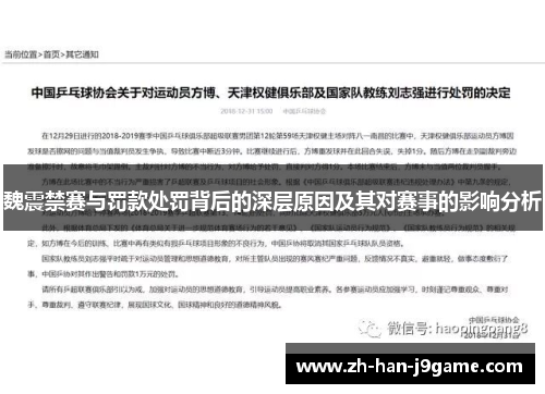 魏震禁赛与罚款处罚背后的深层原因及其对赛事的影响分析 魏震禁赛与罚款处罚背后的深层原因及其对赛事的影响分析